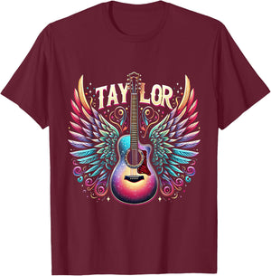 Girls Retro Taylor First Name Personalised Groovy 80s , black T-Shirt - T-Shirt | Maroon