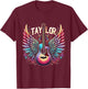 Girls Retro Taylor First Name Personalised Groovy 80s , black T-Shirt - T-Shirt | Maroon