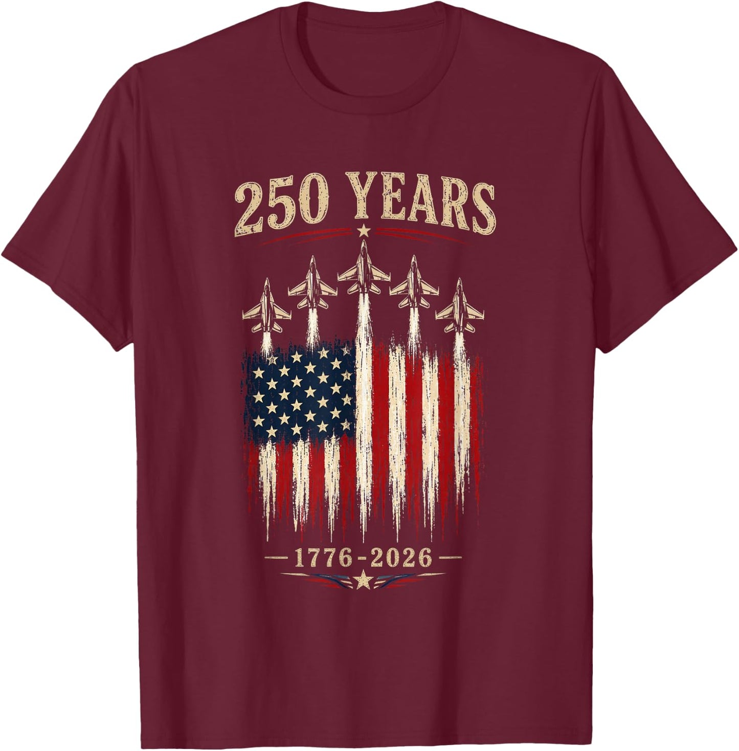 250 Anniversary USA Flag T-Shirt - T-Shirt | Maroon