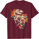 Rex Skeleton Dinosaur Flowers Dino Skeleton Nature T-Shirt - T-Shirt | Maroon