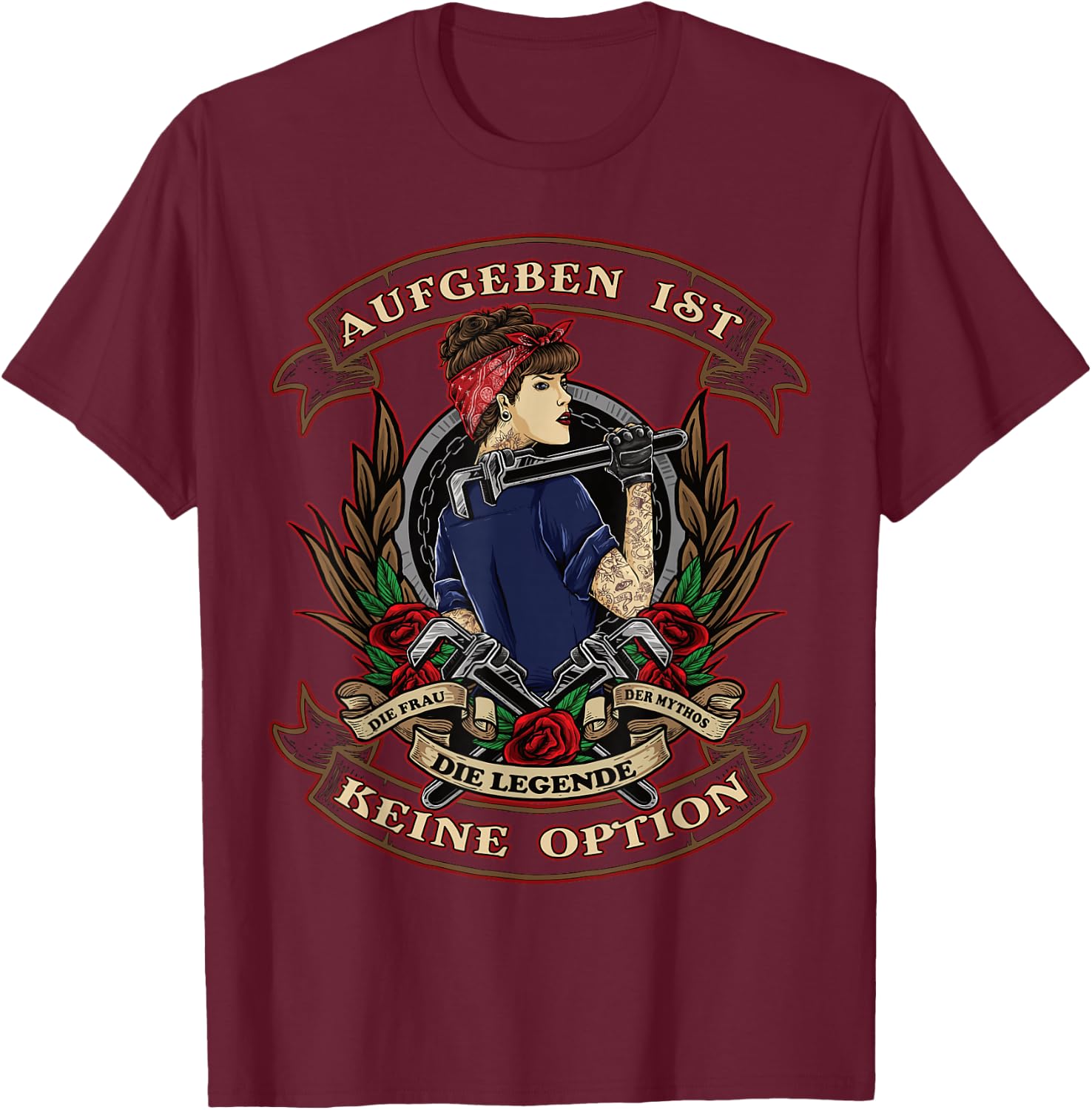 Aufgeben ist keine Option Damen Frauen-Power T-Shirt - T-Shirt | Maroon