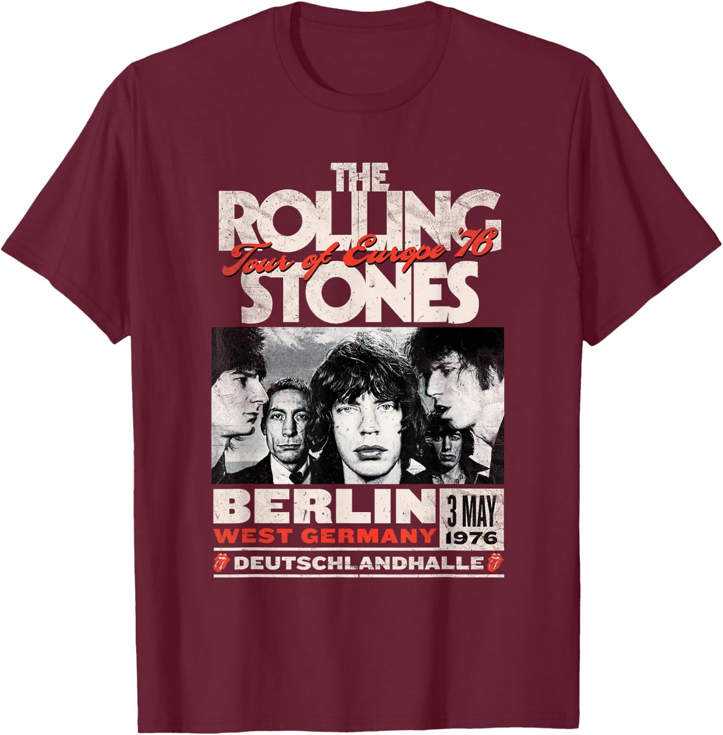 The Rolling Stones Berlin 76 T-Shirt - T-Shirt | Maroon
