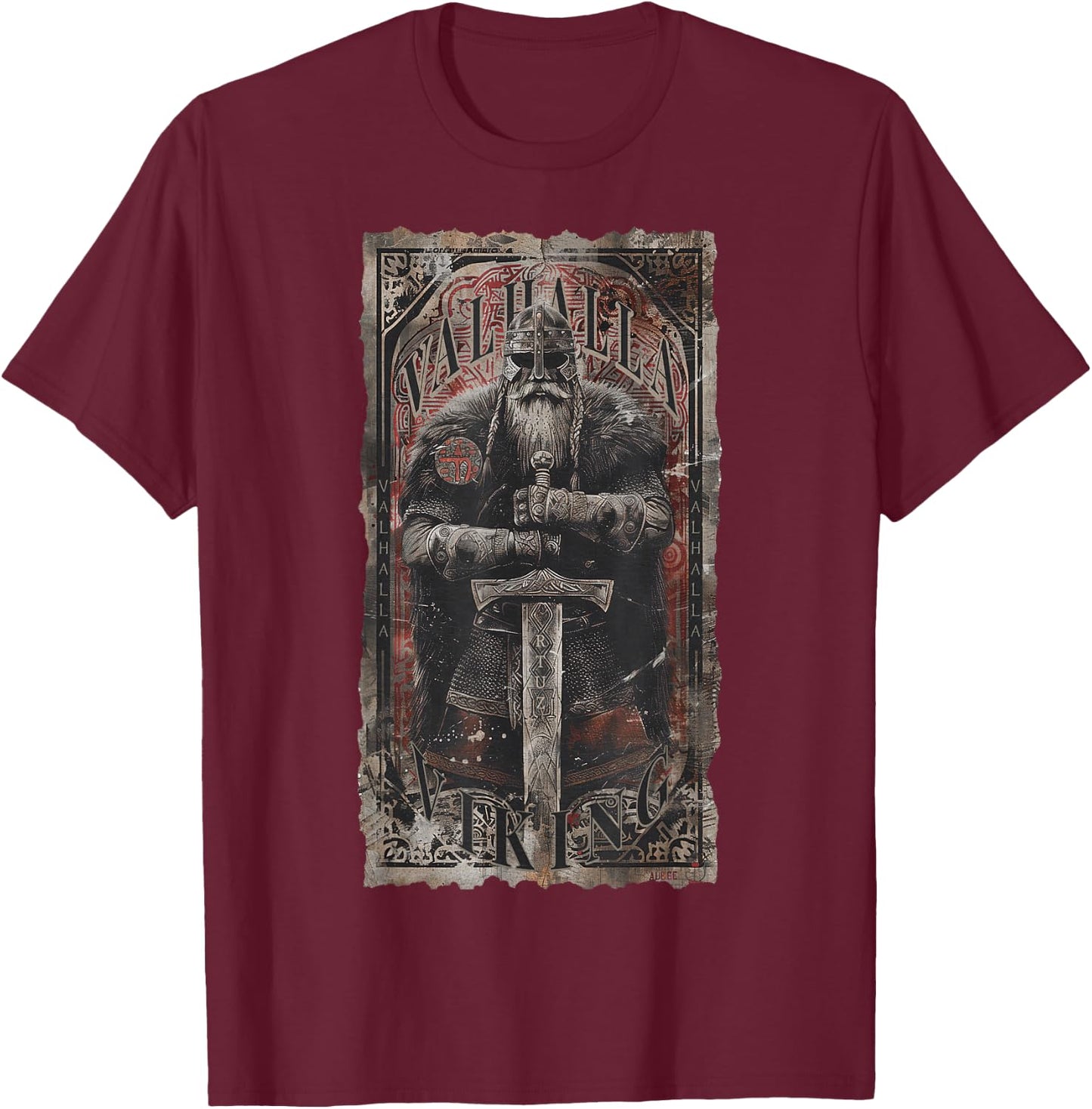 Valhalla Odin Thor Runes Viking Helmet Warrior Viking T-Shirt - T-Shirt | Maroon