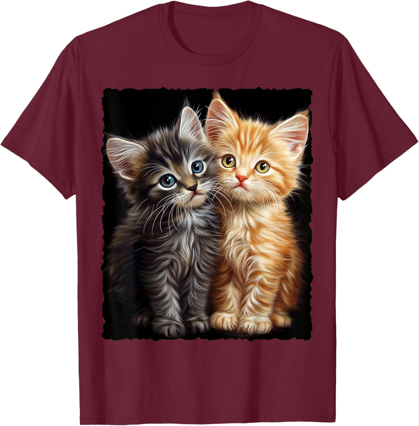 Cute Magic Cat Kitten Fantasy Art , black T-Shirt - T-Shirt | Maroon