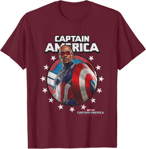 Marvel Captain America: Brave New World Star Spangled Sam T-Shirt - T-Shirt | Maroon