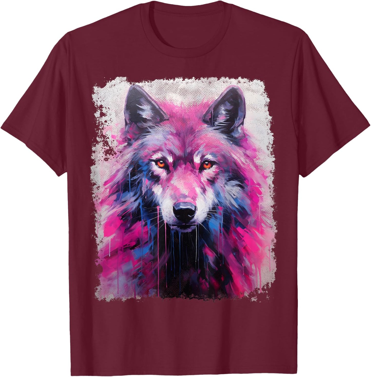 A Wolf Graphic Pink T-Shirt - T-Shirt | Maroon
