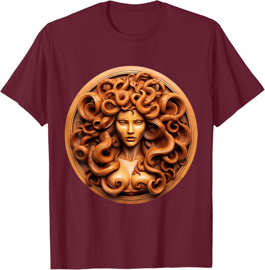 Medusahead Greek Mythology Ancient Snake Hair T-Shirt - T-Shirt | Maroon