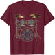 Drumset Music Instrument Motif Artwork Drumset T-Shirt - T-Shirt | Maroon
