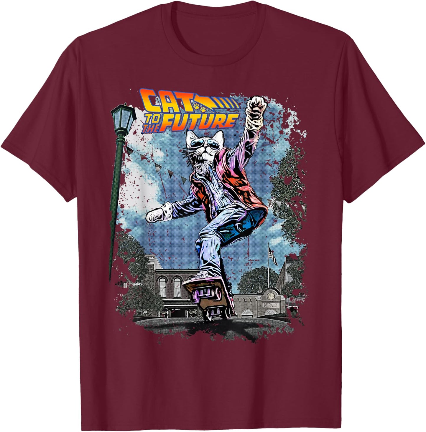 Vincent Hie Movie Parody Cat To The Future Pet Lovers X Back T-Shirt - T-Shirt | Maroon