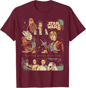 Star Wars May The 4th Be with You Classic Vintage Art T-Shirt - T-Shirt | Maroon