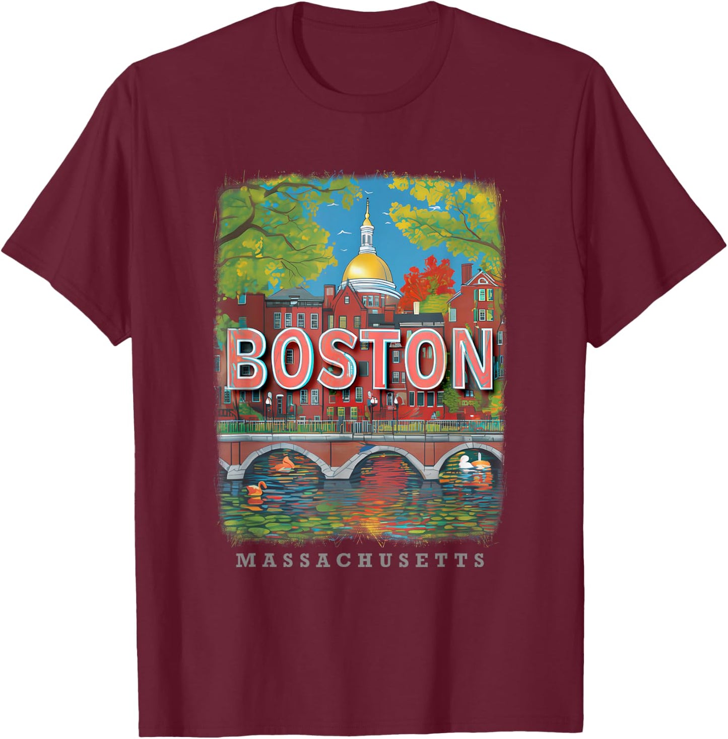 Boston Massachusetts MA Historic Beacon SD984 T-Shirt - T-Shirt | Maroon