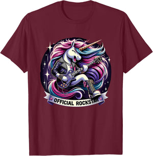 Funny Unicorn E-Guitar Rockstar Band official rockstar T-Shirt - T-Shirt | Maroon