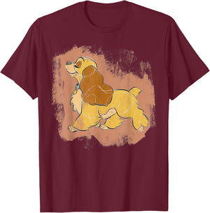 Disney Lady and The Tramp Lady Strut Sketch T-Shirt - T-Shirt | Maroon
