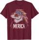 Opossum Possum - Patriotic 4th of July American Flag T-Shirt - T-Shirt | Maroon