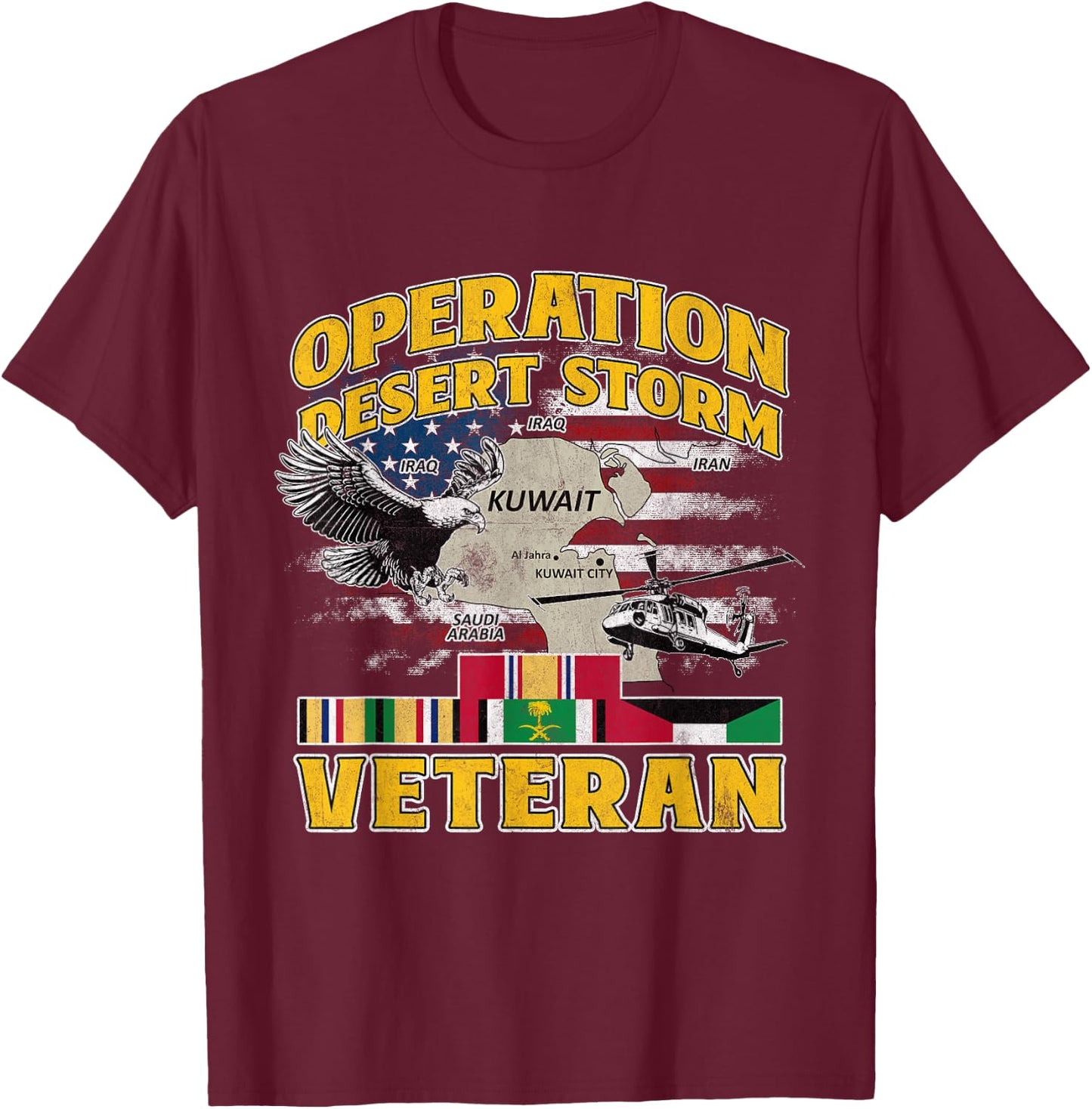 ODS Veteran Operation Desert Storm Ribbon Vintage Iraq T-Shirt - T-Shirt | Maroon
