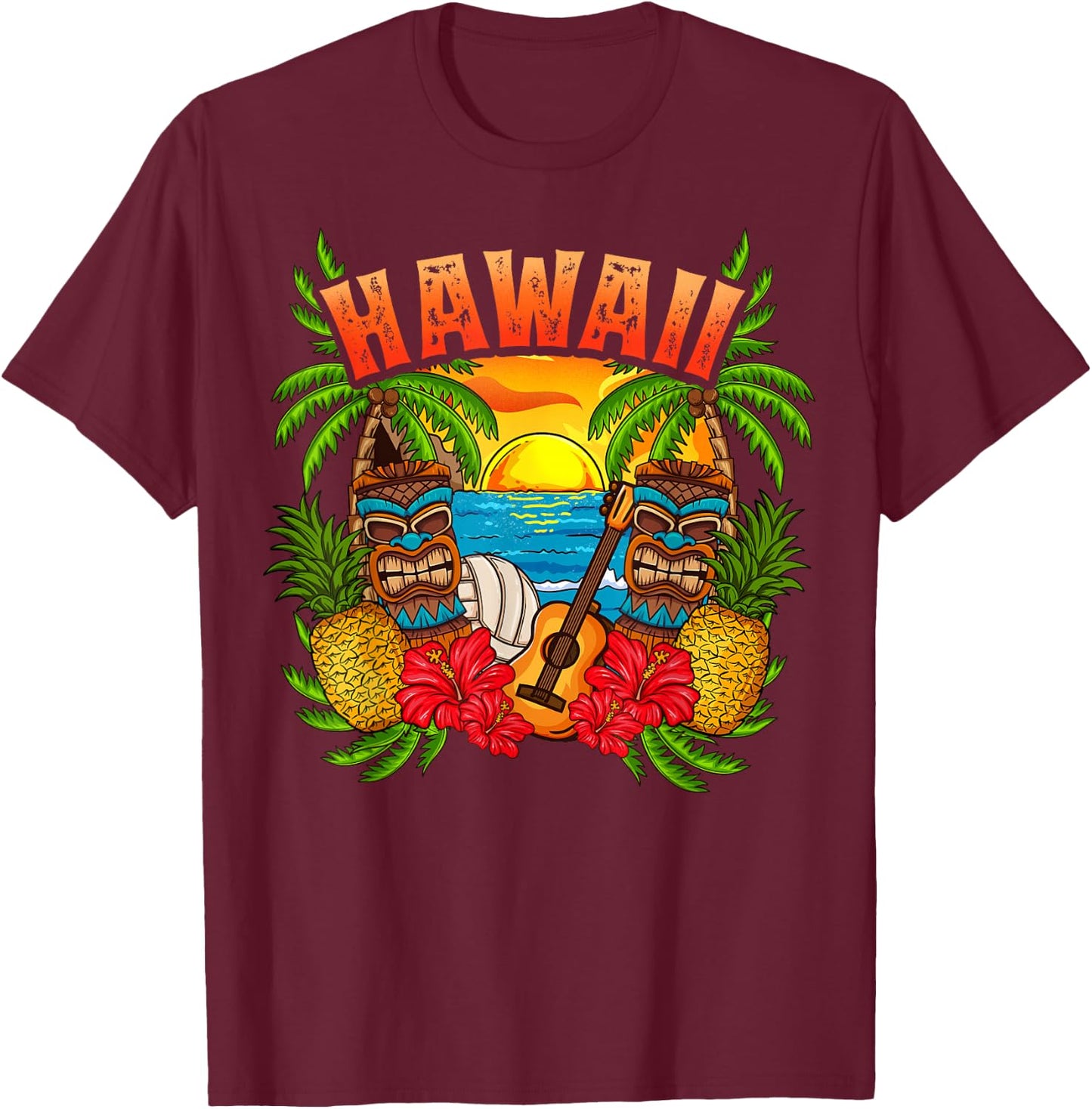 Hawaii Holiday Surfing Diving Beach Hawaii Souvenirs T-Shirt - T-Shirt | Maroon