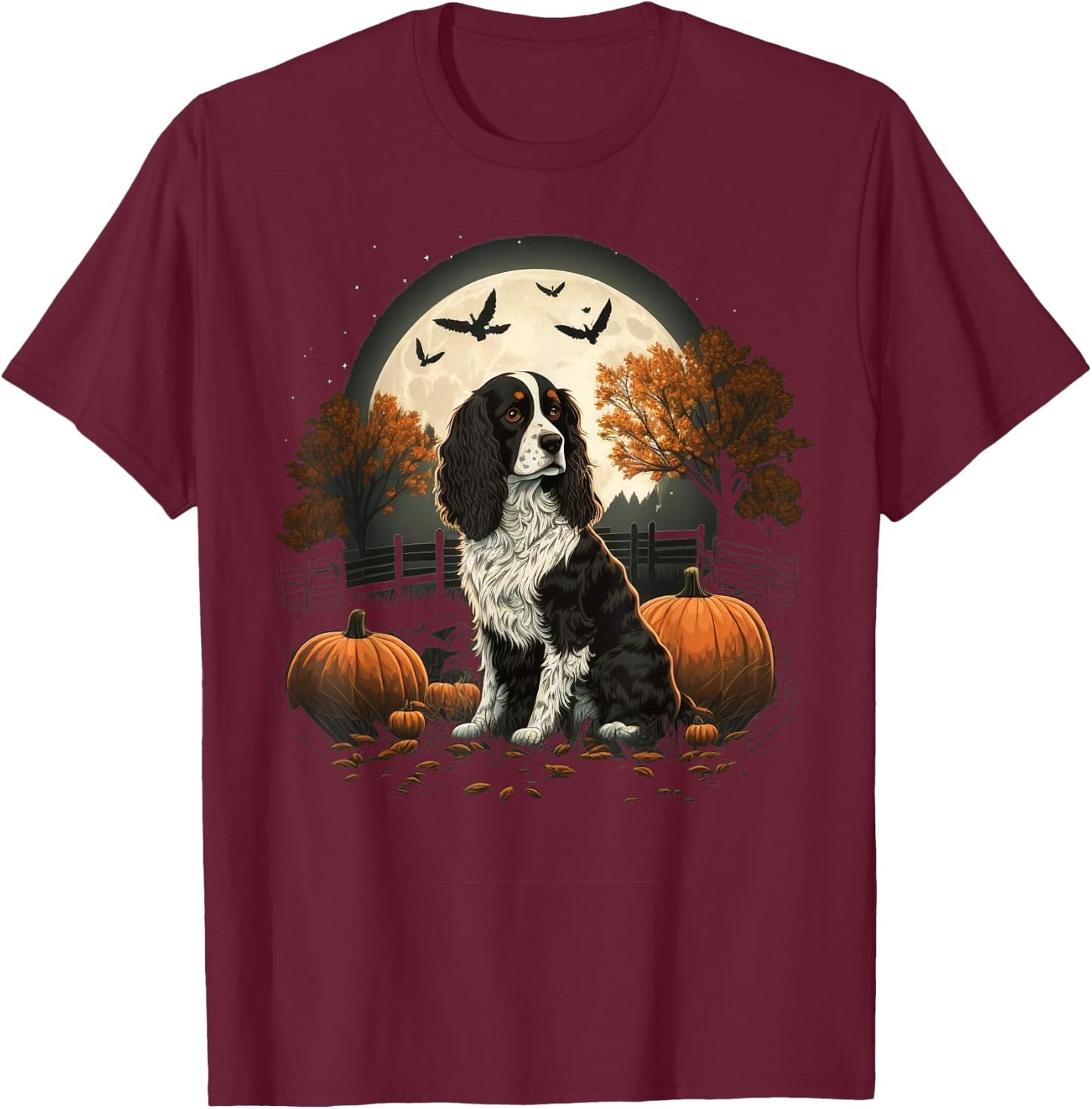 Pumpkin Spaniel costume English Springer Spaniel Halloween T-Shirt - T-Shirt | Maroon