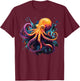 Cool Octopus on Colourful Painted Octopus , black T-Shirt - T-Shirt | Maroon