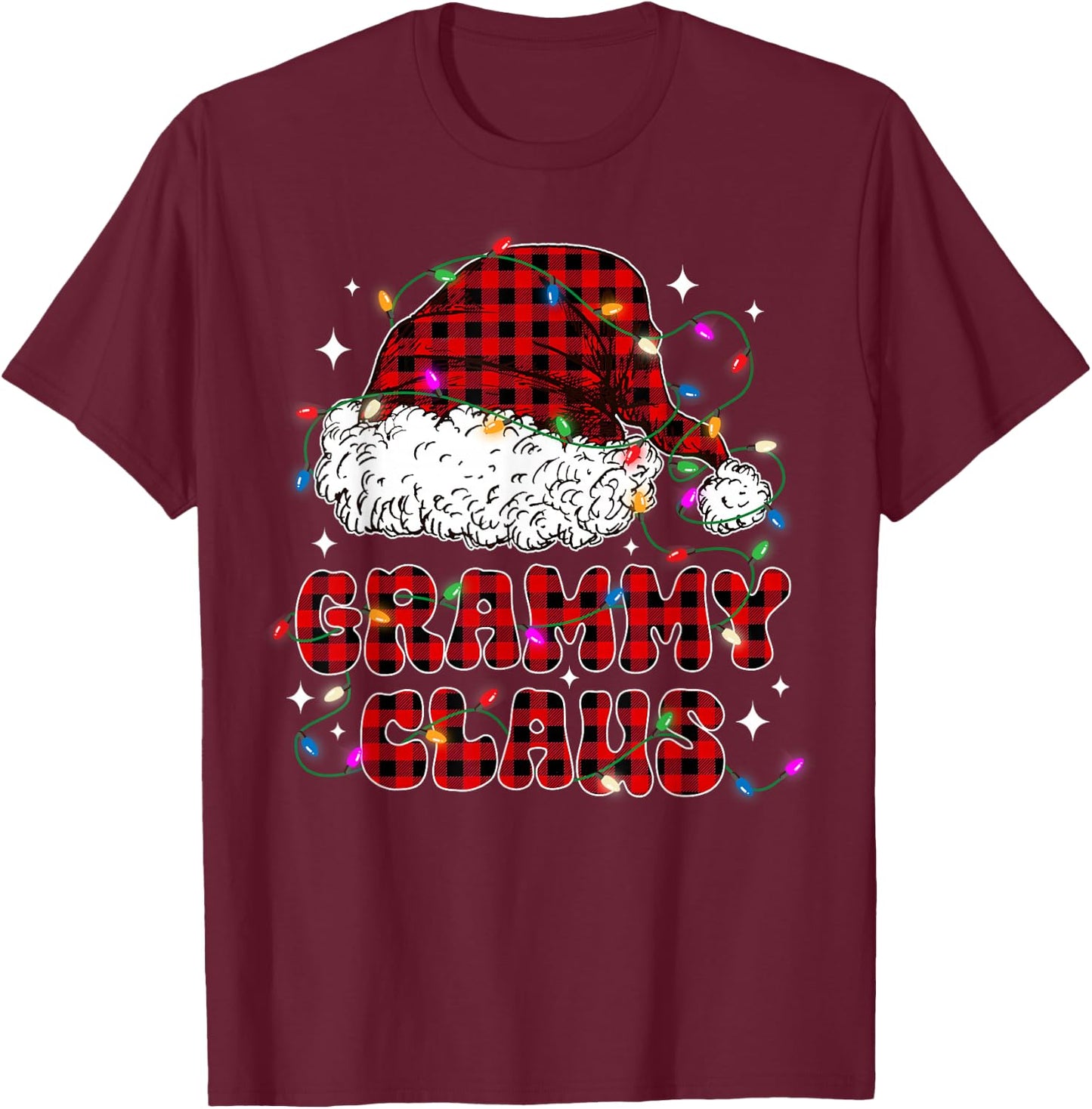 Grammy Claus Shirt Christmas Lights Pajama Family Matching T-Shirt - T-Shirt | Maroon