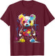 Bear Colourful Animal Graphic Bear , black T-Shirt - T-Shirt | Maroon