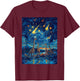 Last Day Of Dinosaur Meteor Shower Starry Night Funny Dino T-Shirt - T-Shirt | Maroon