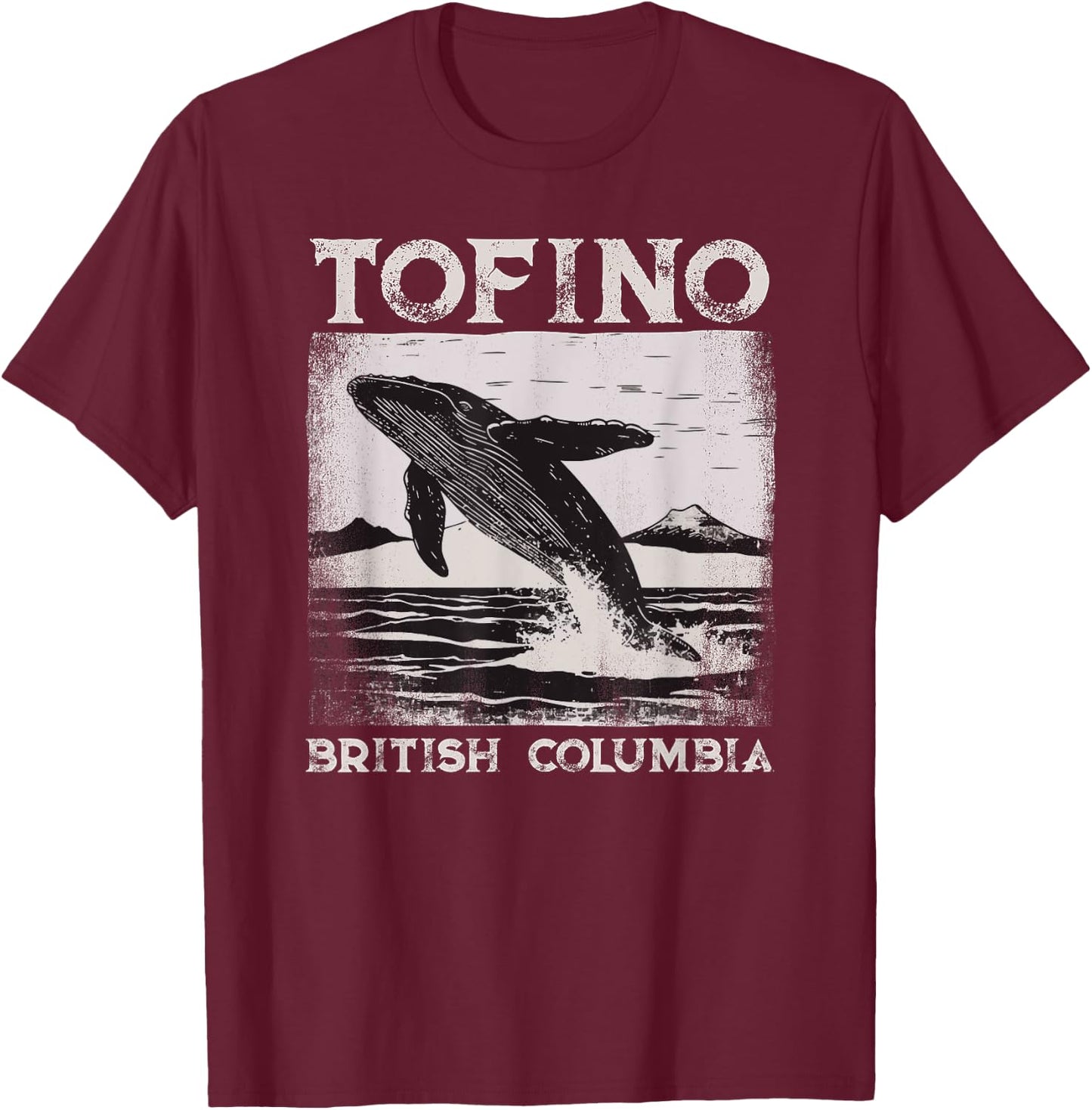 Tofino Colombie-Britannique Baleine grise Île de Vancouver Canada T-Shirt - T-Shirt | Maroon