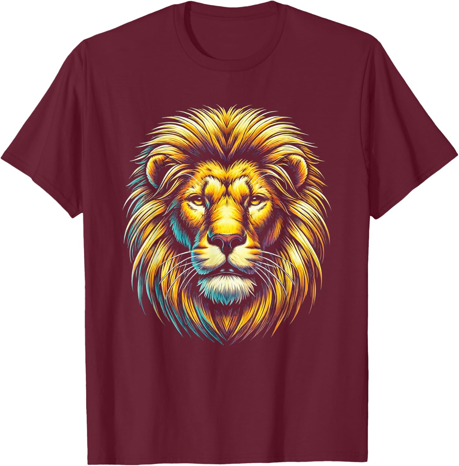 Gift Lion Lovers Men Women Kids Calm Relaxed Lion Face T-Shirt - T-Shirt | Maroon