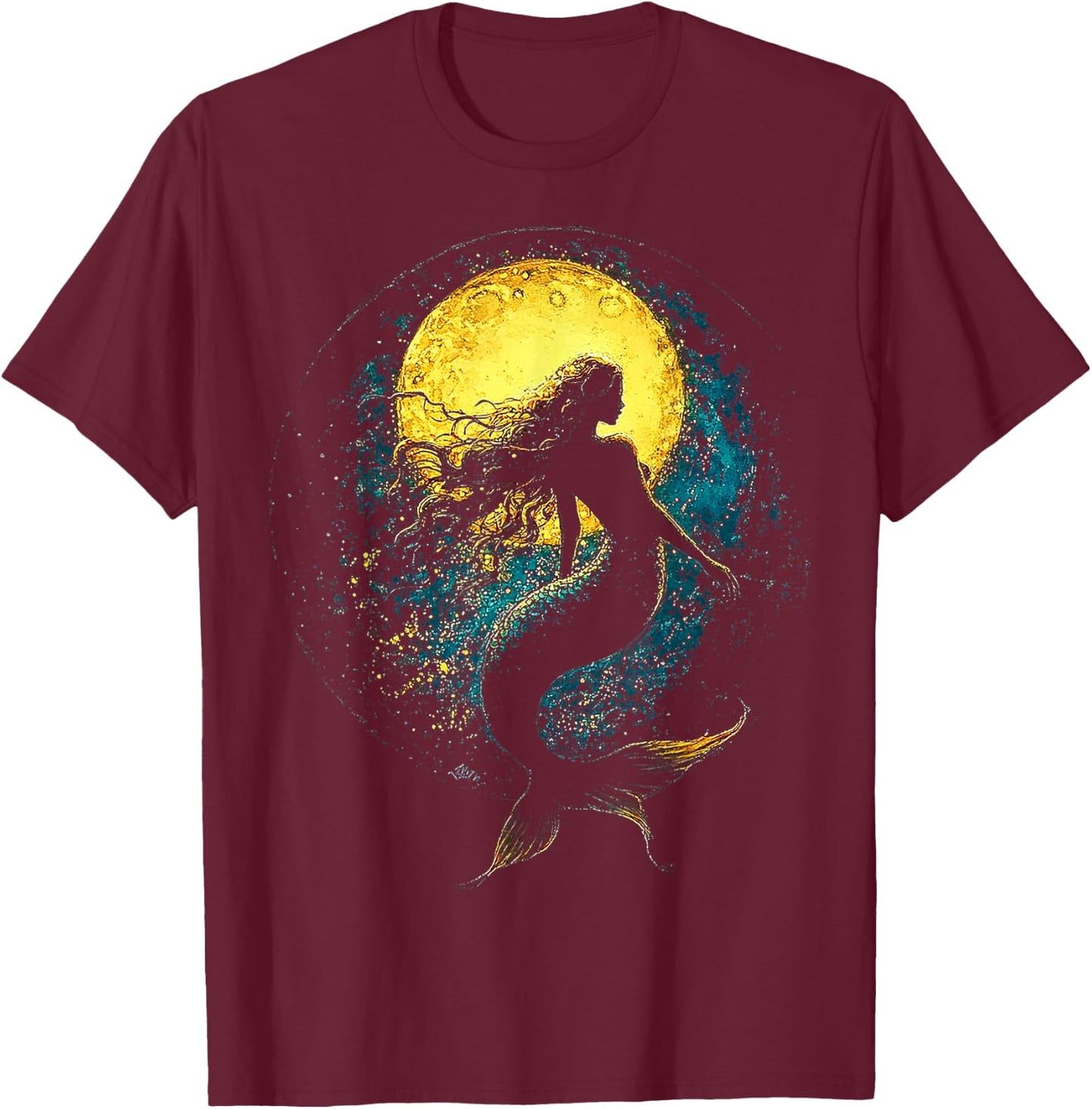 Mermaid Women Mythical Motif Fantasy Girl Art Mermaid T-Shirt - T-Shirt | Maroon