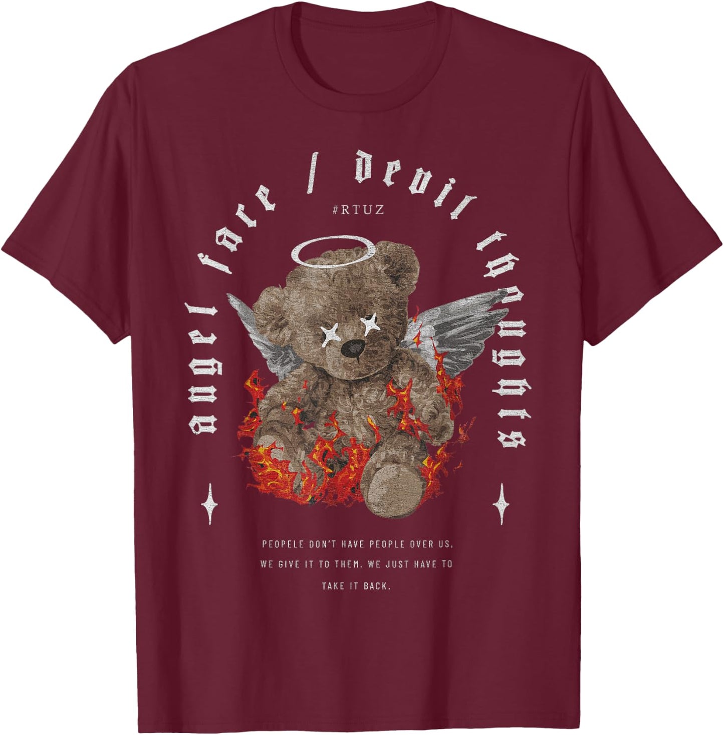 Teddy Hip Hop Urban Hipster Vintage Y2K Streetwear Teddy Bear T-Shirt - T-Shirt | Maroon