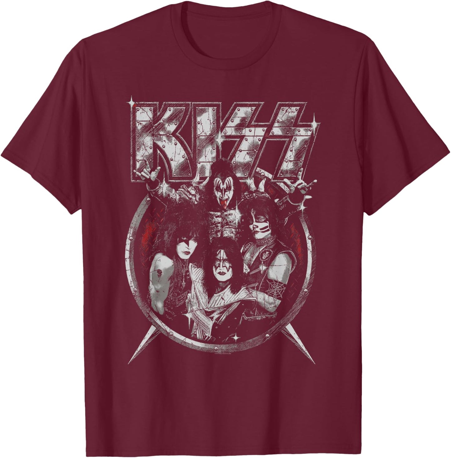 KISS - Heavy Metal Portrait T-Shirt - T-Shirt | Maroon