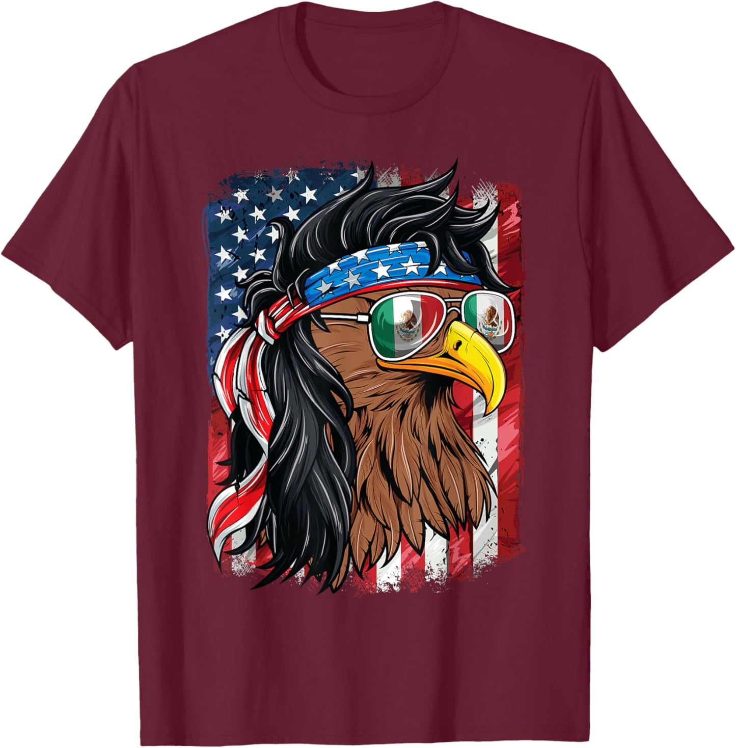 Mexican American Shirt USA Mexican Eagle 4th of July T-Shirt - T-Shirt | Maroon