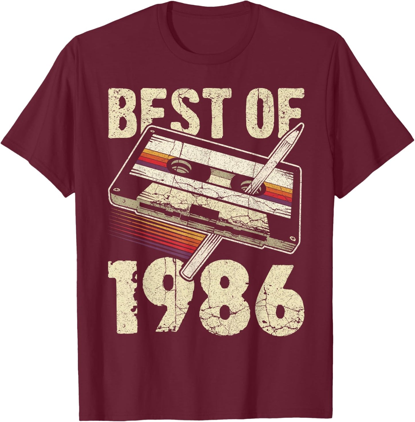 Best of 1986, Audio Kassette, 40. Geburtstag, 40 Jahre alt T-Shirt - T-Shirt | Maroon