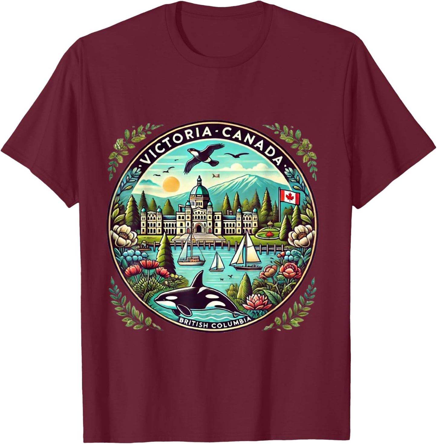Victoria Canada British Columbia Cruise Destination T-Shirt - T-Shirt | Maroon