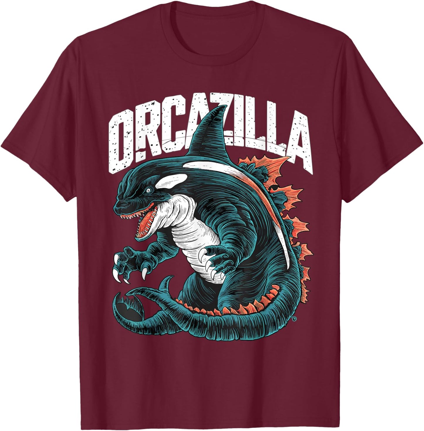 Funny Orca Orcazilla T-Shirt - T-Shirt | Maroon