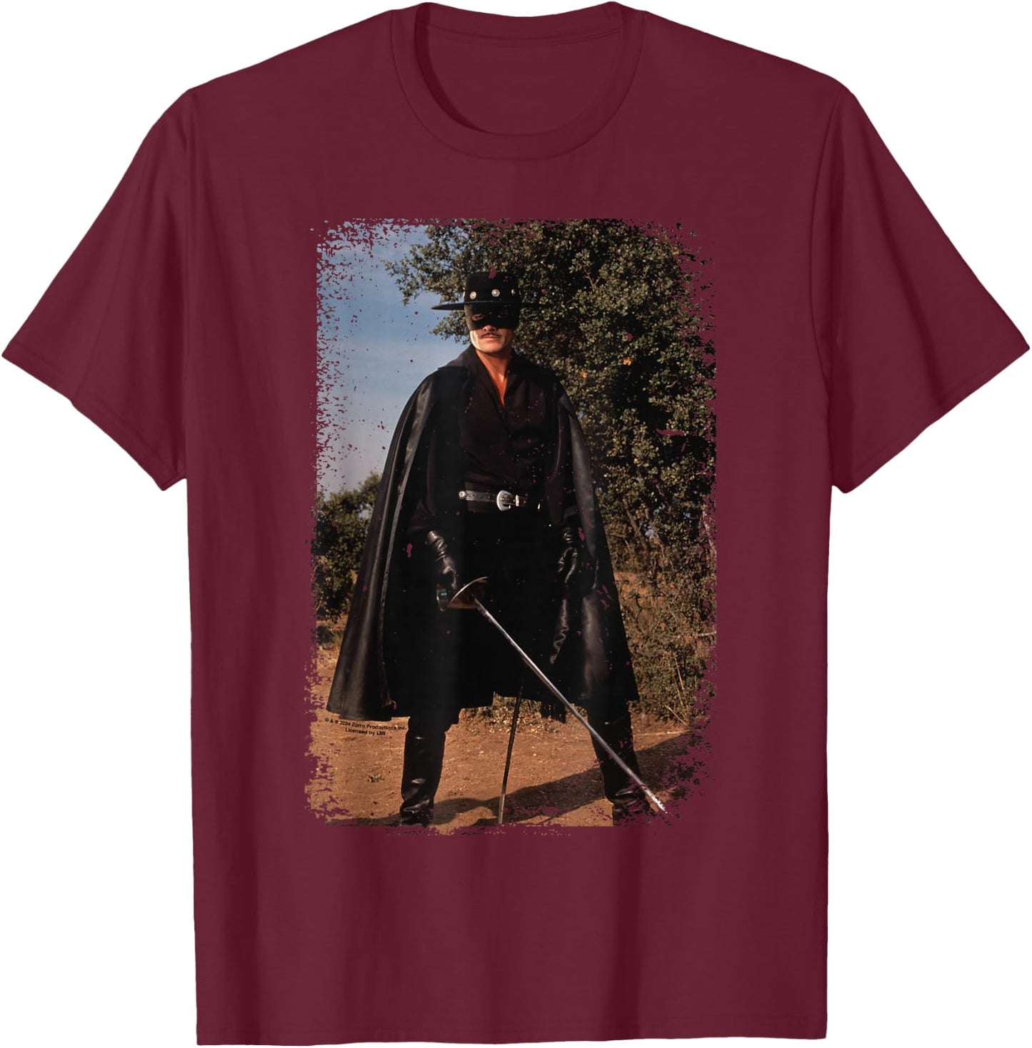 Zorro Sword Pose 1990 TV Series Distressed , Black, S T-Shirt - T-Shirt | Maroon