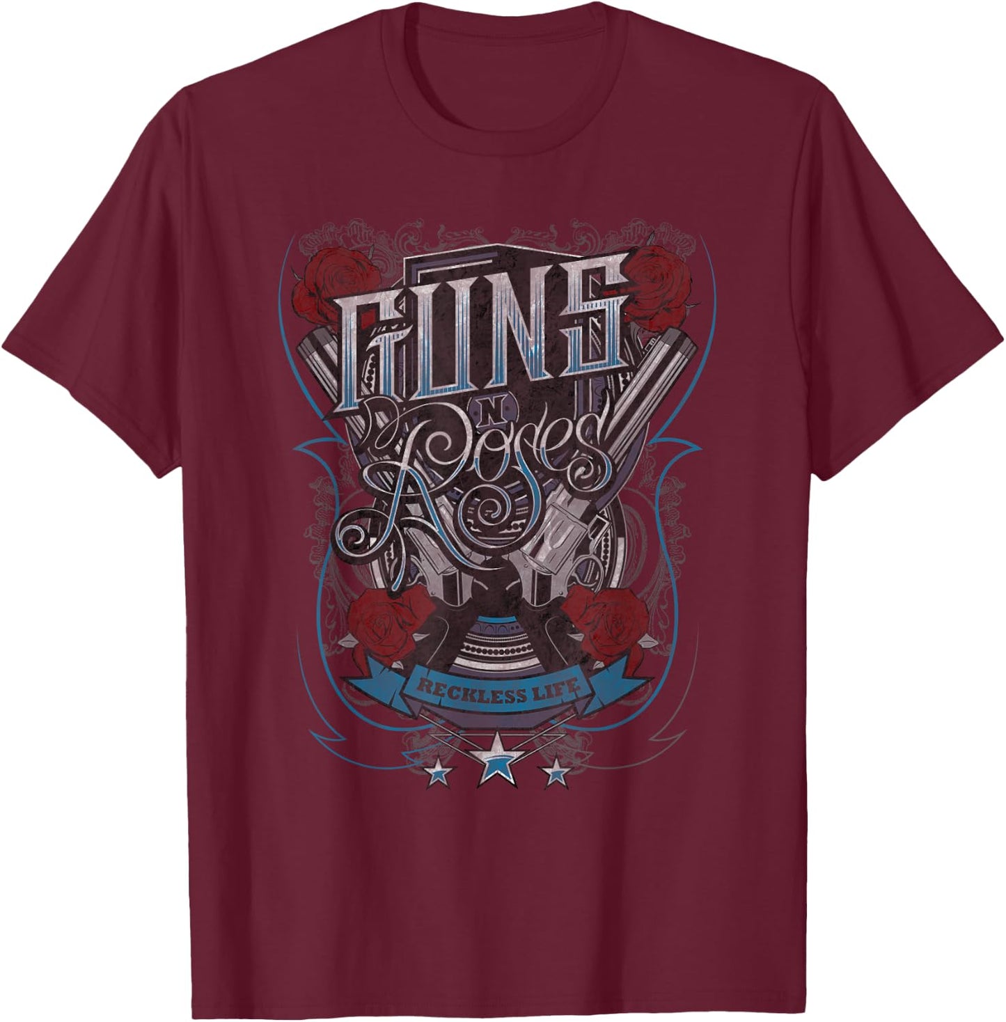 Guns N' Roses Offizielle Reckless Life Guns T-Shirt - T-Shirt | Maroon