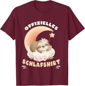 Official Sloth Flowers Moon Sleep Shirt, black T-Shirt - T-Shirt | Maroon