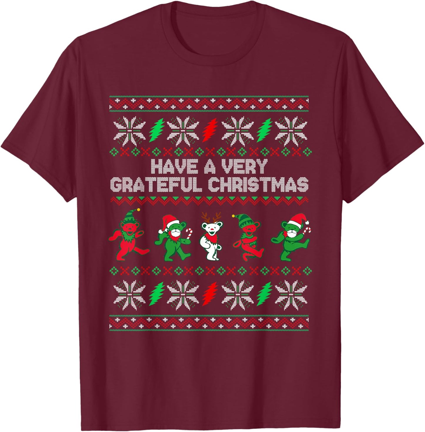 Have A Very Grateful Christmas Funny Bear Ugly Xmas 2022 T-Shirt - T-Shirt | Maroon