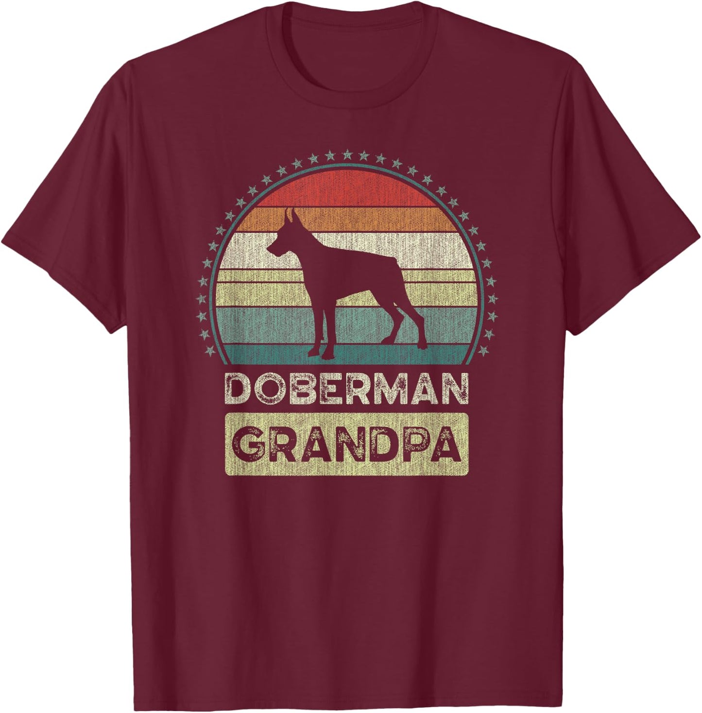 Doberman Grandpa, Father's Day, Dobie Dog, Grandfather T-Shirt - T-Shirt | Maroon