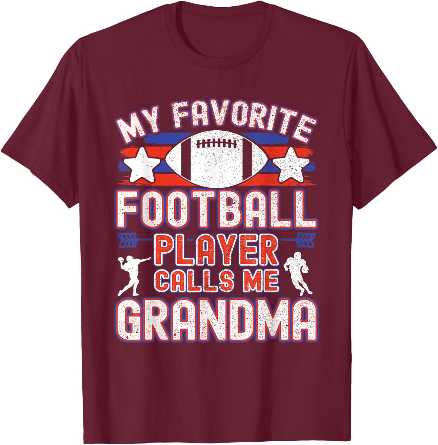 Football Grandma | Favorite Football Player Calls Me Grandma T-Shirt - T-Shirt | Maroon