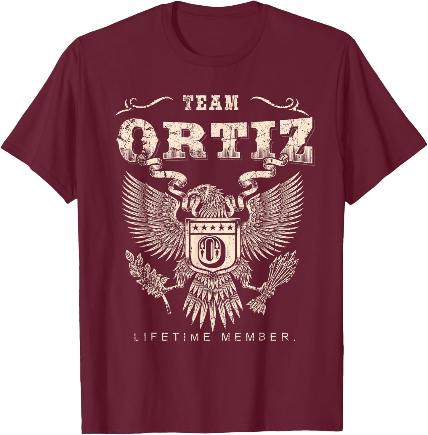 Team Ortiz Family Name Lifetime Member T-Shirt - T-Shirt | Maroon