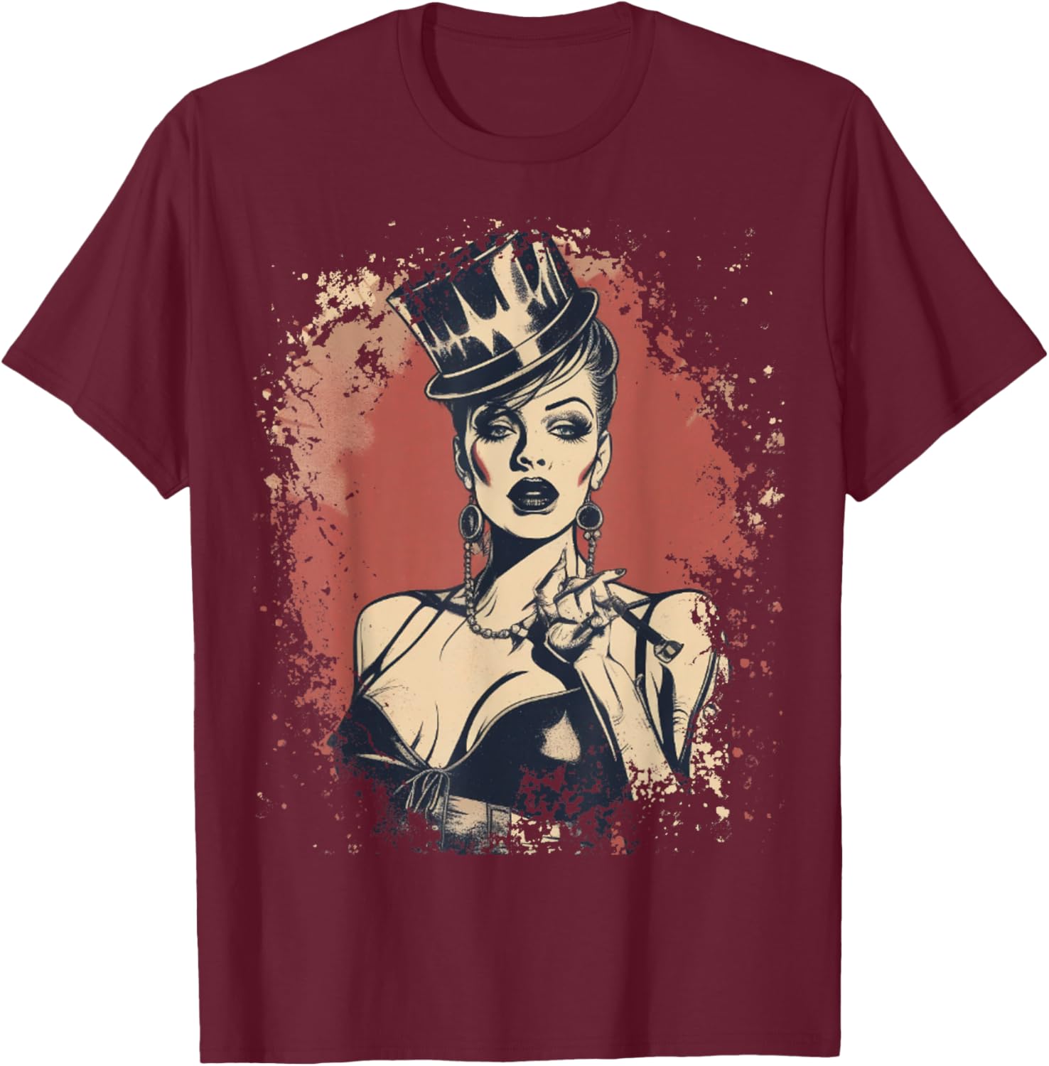 Burlesque Showgirl Vintage Dancing Theater T-Shirt - T-Shirt | Maroon