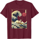 Mops Japanischer Kanagawa Wave Funny Surf Dog T-Shirt - T-Shirt | Maroon