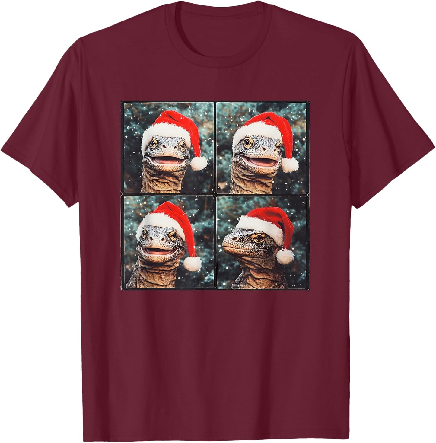 Komodo Dragon Christmas T-Shirt - T-Shirt | Maroon