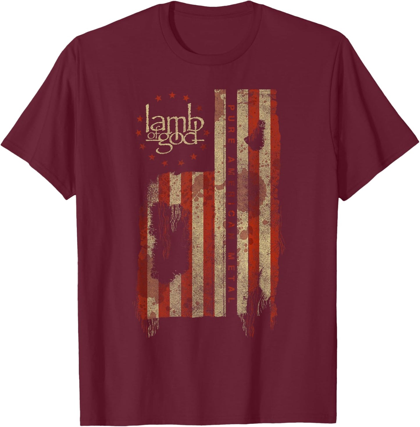 Lamb of God Pure American Metal Flag , black T-Shirt - T-Shirt | Maroon
