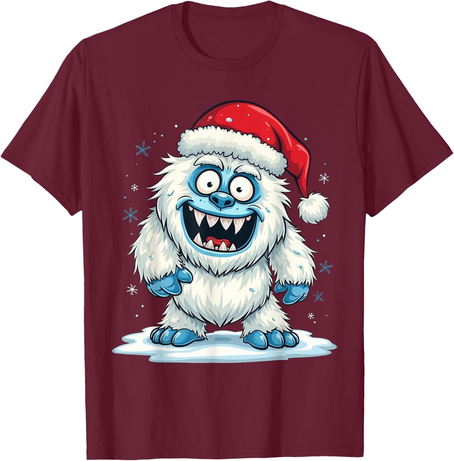 Yeti Xmas Abominable Snowman Bigfoot Funny Christmas Monster T-Shirt - T-Shirt | Maroon