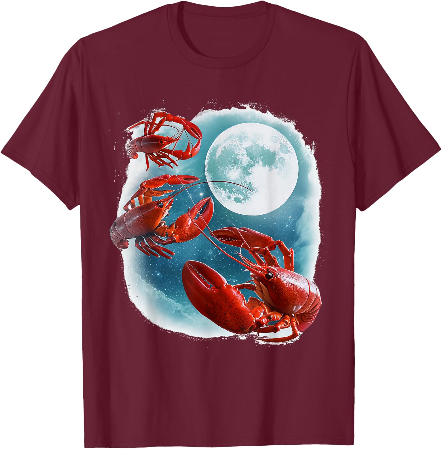 Lobster Howling At Moon T-Shirt - T-Shirt | Maroon
