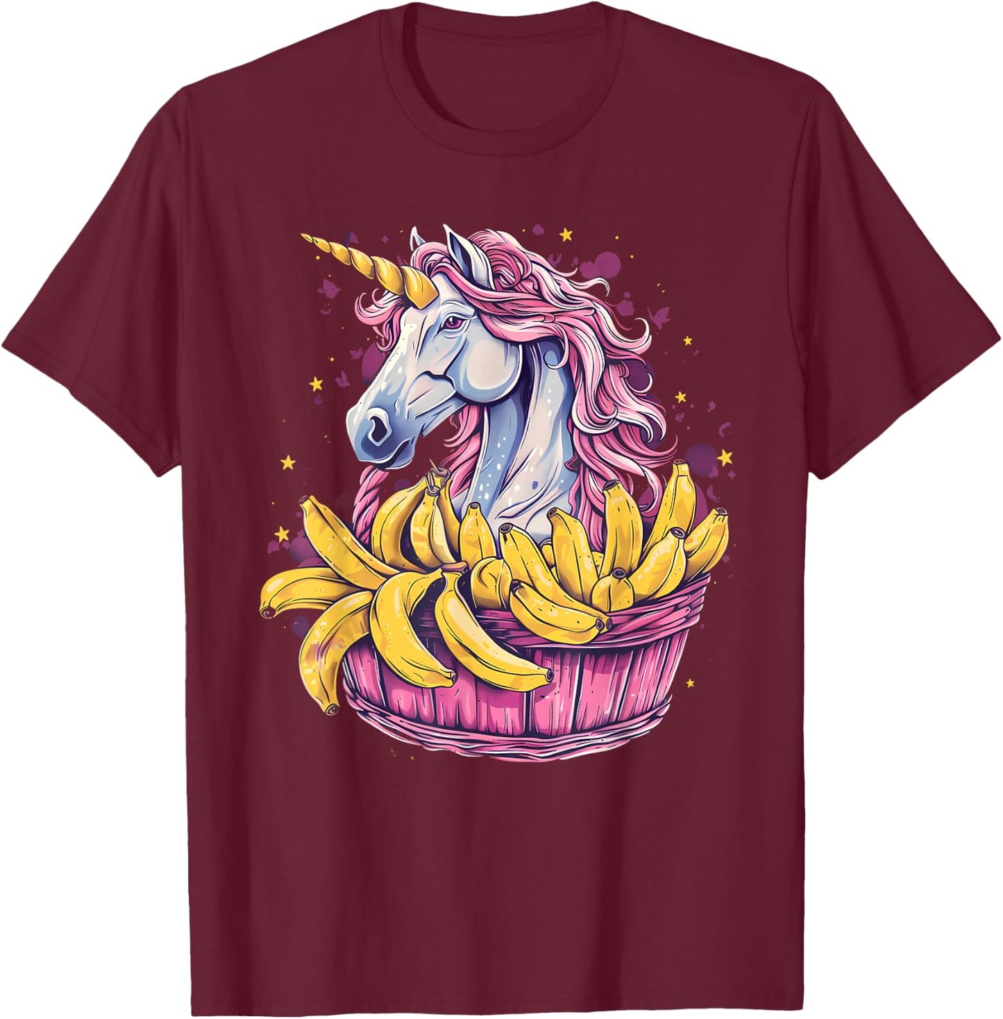Banana Unicorn Portrait Bananas Fruit Artwork Banana Lover T-Shirt - T-Shirt | Maroon