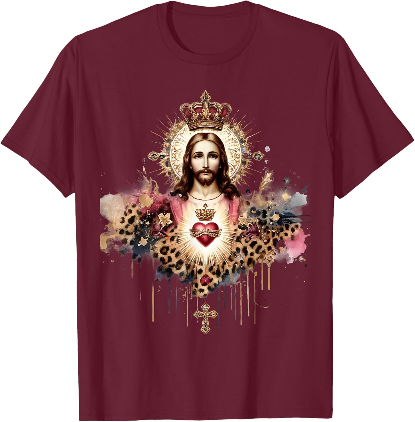 Sacred Heart of Jesus Catholic Devotion Faith T-Shirt - T-Shirt | Maroon