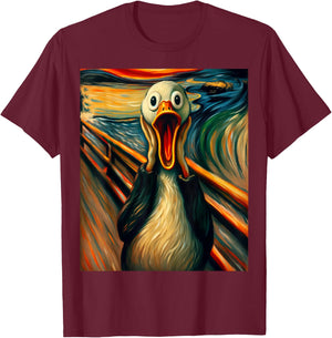 Expressionist Scream Art Funny Painting Parody Humor Duck T-Shirt - T-Shirt | Maroon